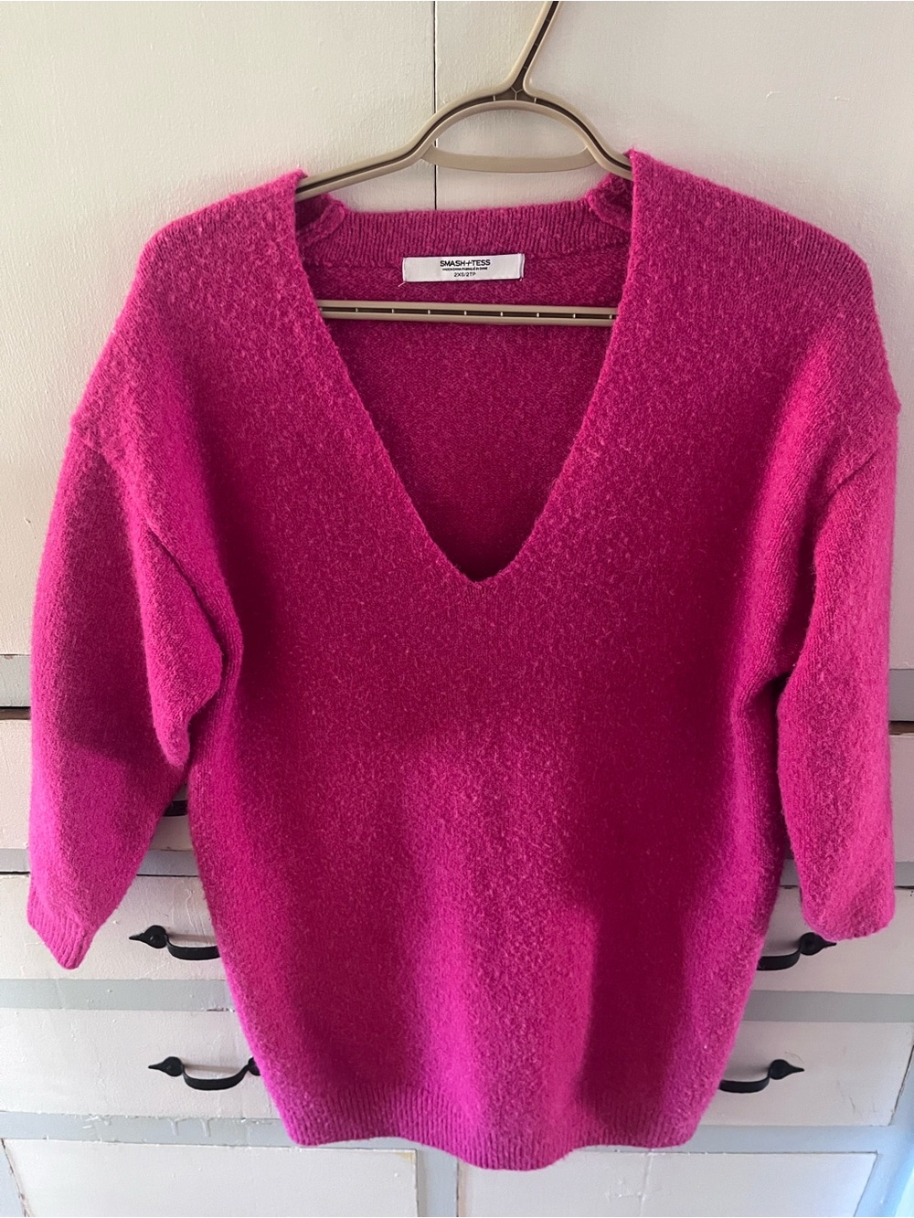 Smash + Tess Women's Bright Fuchsia V-Neck Sweater